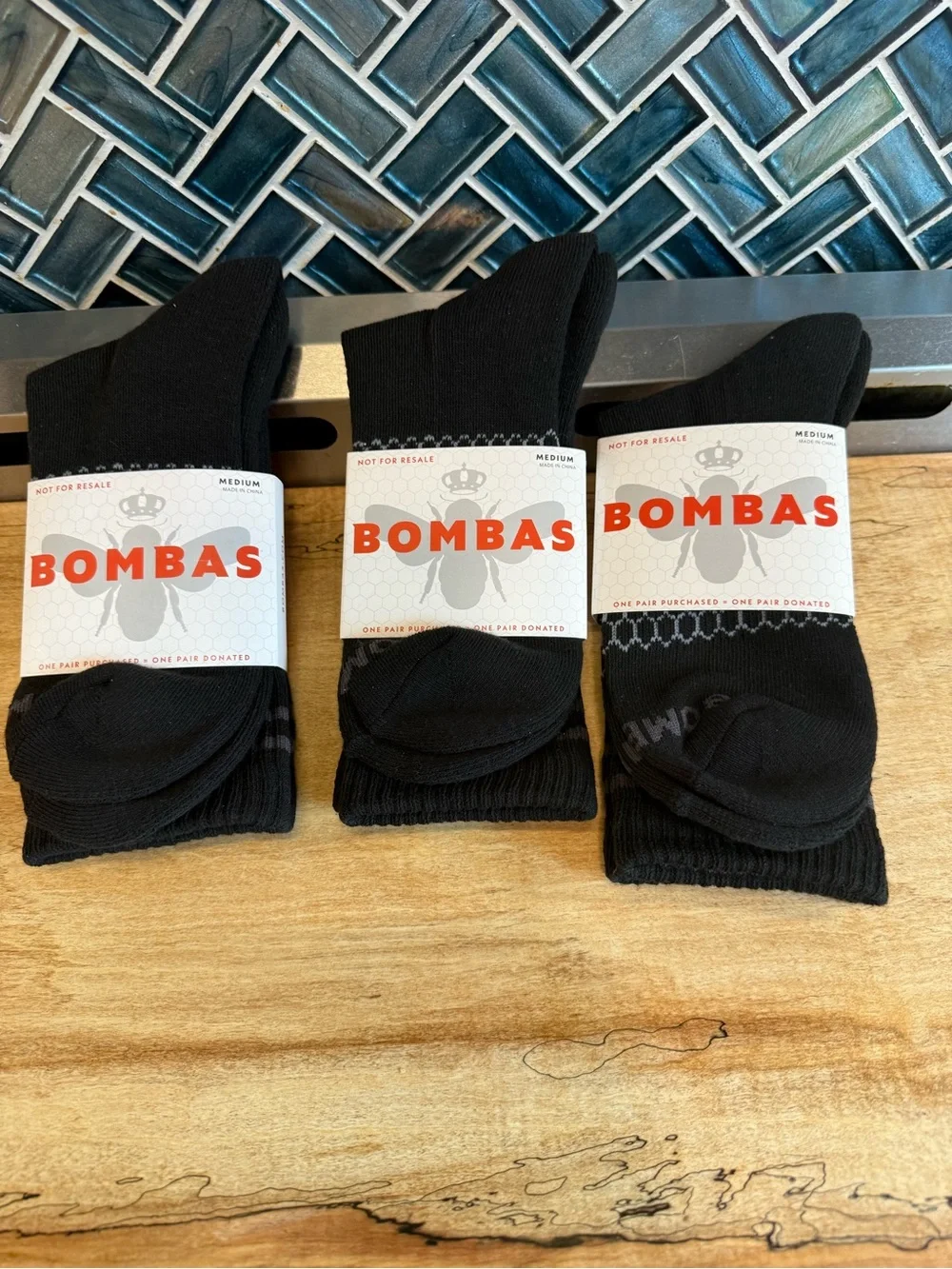 Bombas Black Crew Socks — 1 pair
